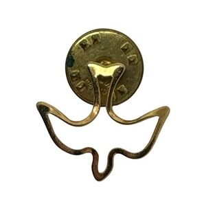 1980s Gold Tone Dove Peace Religious Lapel Pin Tie Tack Holy Spirit Confirmation